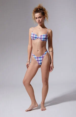 Plaid Rae High Cut Cheeky Bikini Bottom image number 1