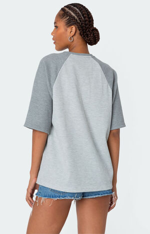 Oversized Raglan Waffle T-Shirt image number 4
