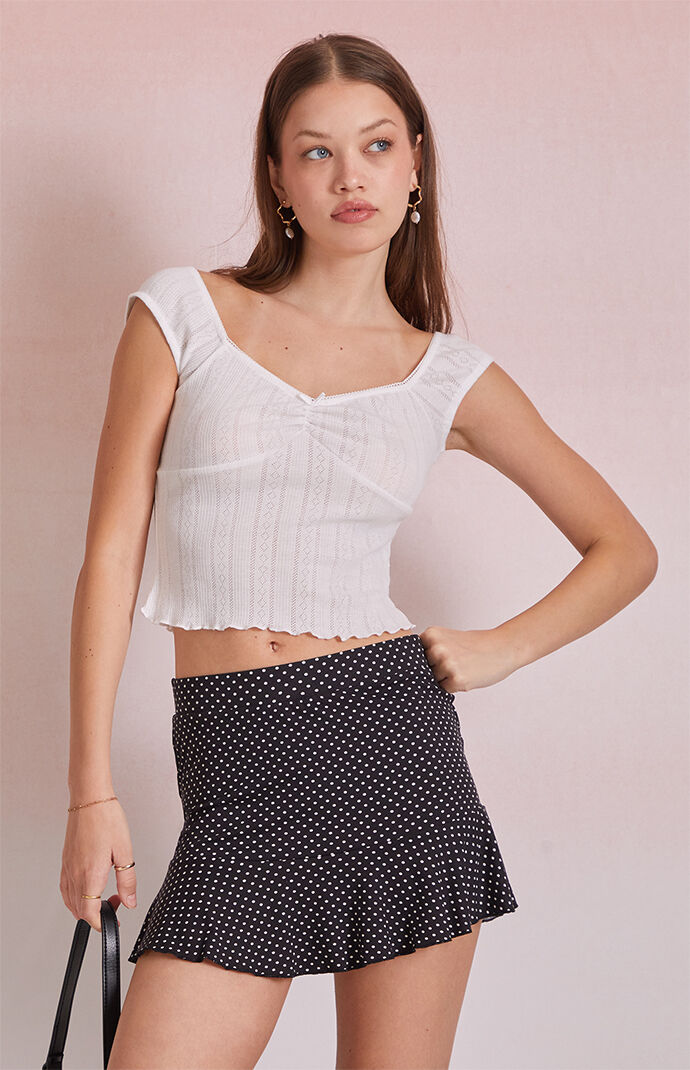 Beverly and Beck Ava Cinched Pointelle Top