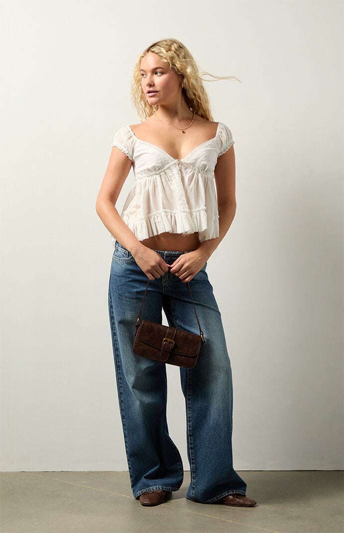 Your Favorite Ellie Lace Trim Button Front Top