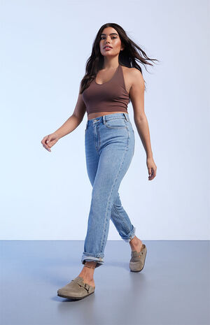 Medium Blue Curve Mom Jeans image number 1