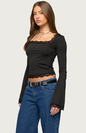 Kailin Lacey Flared Sleeve Top image number 2