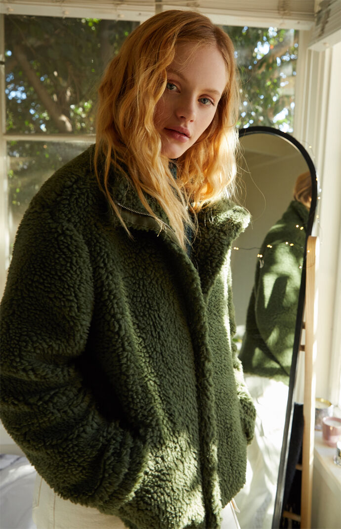 Olive Sherpa Jacket