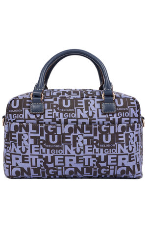 Navy Multi Patch Graphic Satchel Bag image number 4