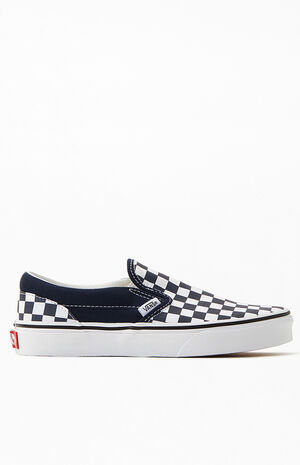 Kids Navy & White Checker Classic Slip-On Shoes image number 2