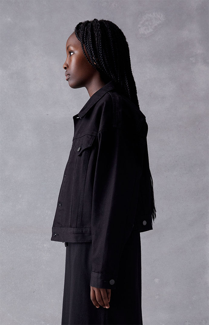 Kids Fear of God Essentials Jet Black Denim Jacket PacSun