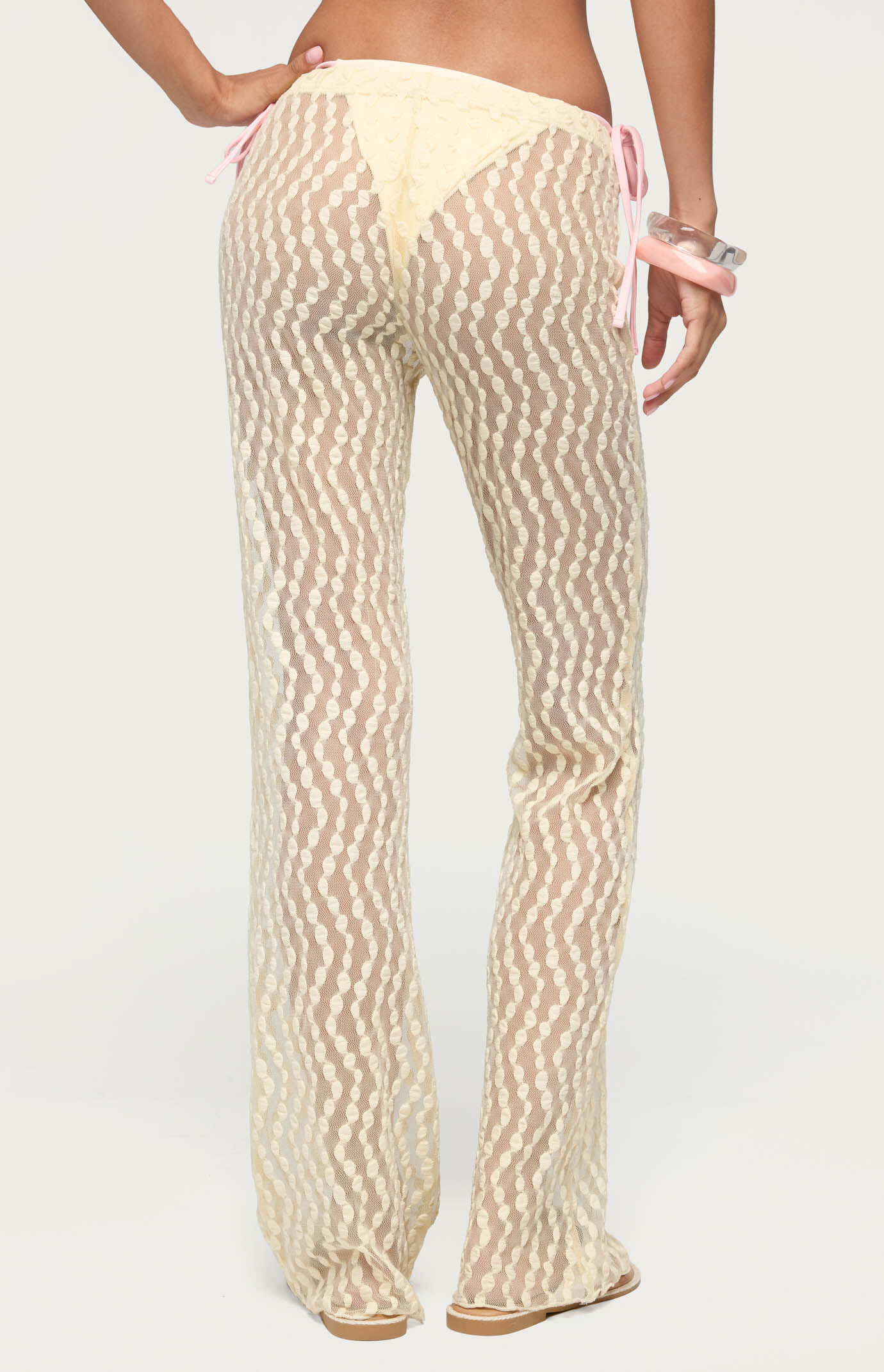 Edikted Liliette Sheer Textured Pants
