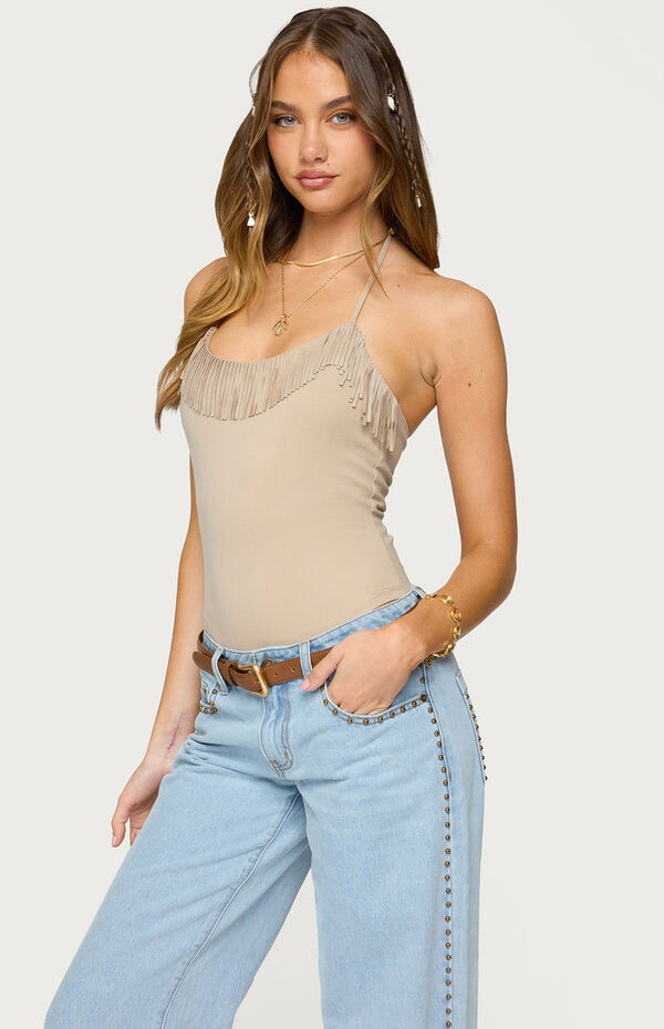 Edikted Colbie Faux Suede Fringe