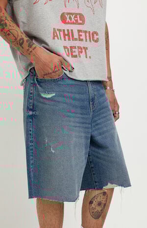 Parker Baggy Jean Shorts Ripped Medium Blue image number 5