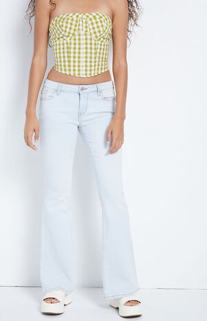 Light Blue Low Rise Flare Jeans image number 2