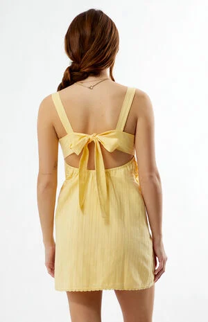 Linen V-Neck Lace Trim Mini Dress image number 5