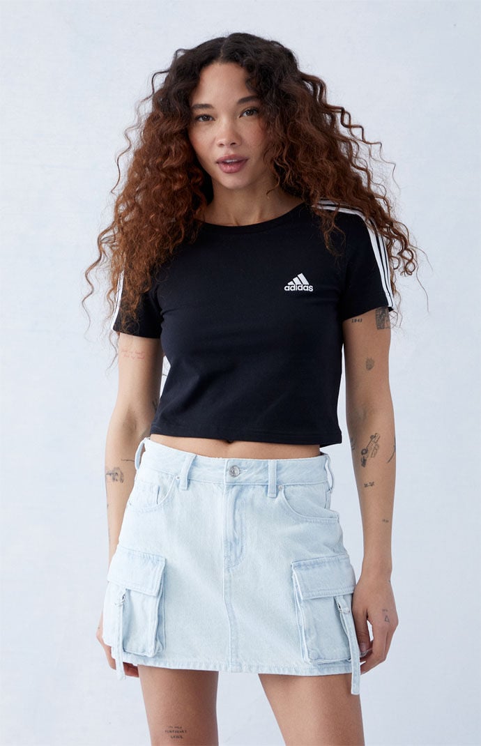 PacSun Eco Light Indigo Mid Rise Denim Cargo Mini Skirt