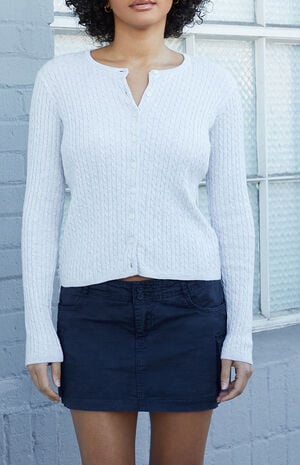 Gray Zoe Cable Knit Cardigan image number 1