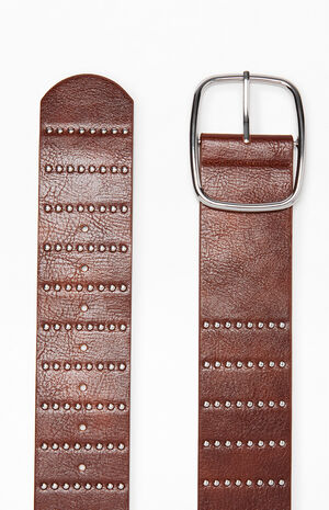 Faux Leather Wide Studded Belt image number 2