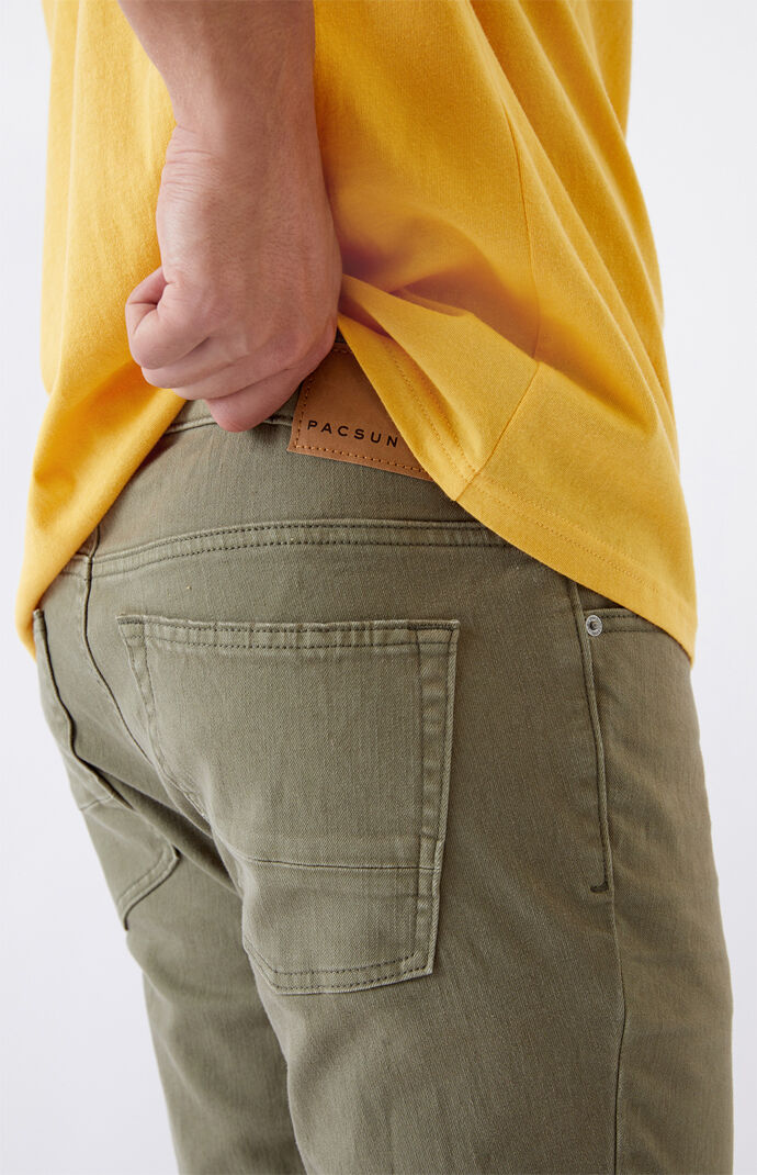 Olive Stacked Skinny Jeans