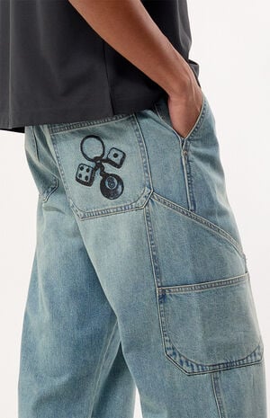 Dylan Baggy Jeans Keychain Embroidered Carpenter Medium Wash image number 5