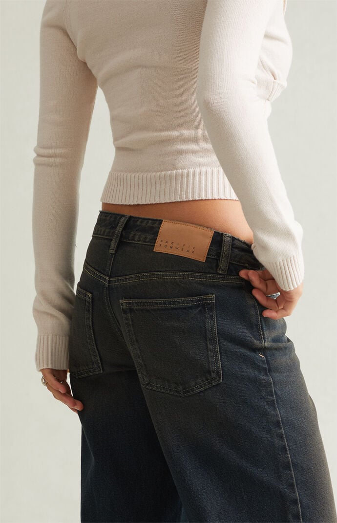 Pacsun Casey Low Rise Baggy Contrast Stitch Dark Blue