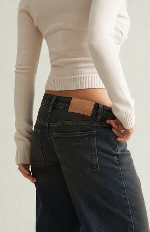 Casey Low Rise Baggy Contrast Stitch Dark Blue image number 4