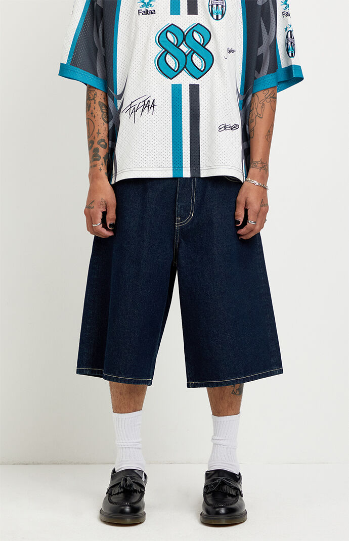 Pacsun Austin Extreme Baggy Jean Shorts Dark Blue | Pacsun