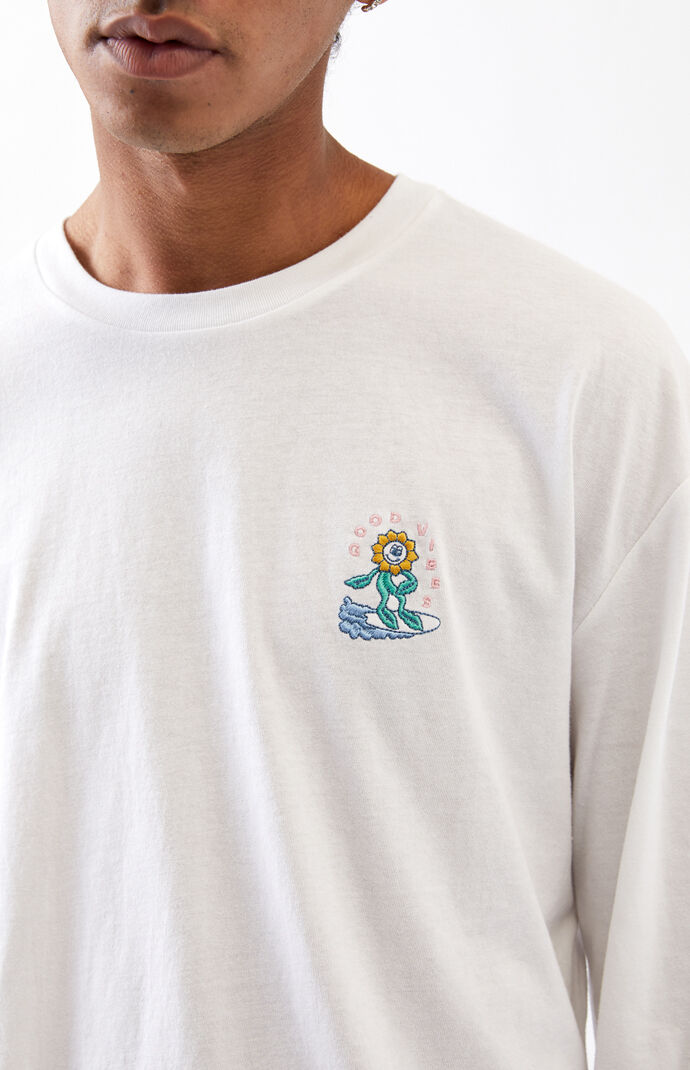 Embroidered Good Vibes Long Sleeve T-Shirt