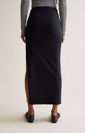 Ribbed Slit Midi Skirt image number 4