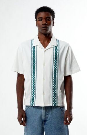 White Embroidered Oversized Resort Camp Shirt