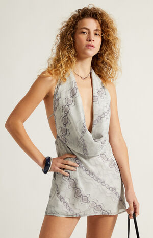 Jade Snake Print Cowl Mini Dress image number 2