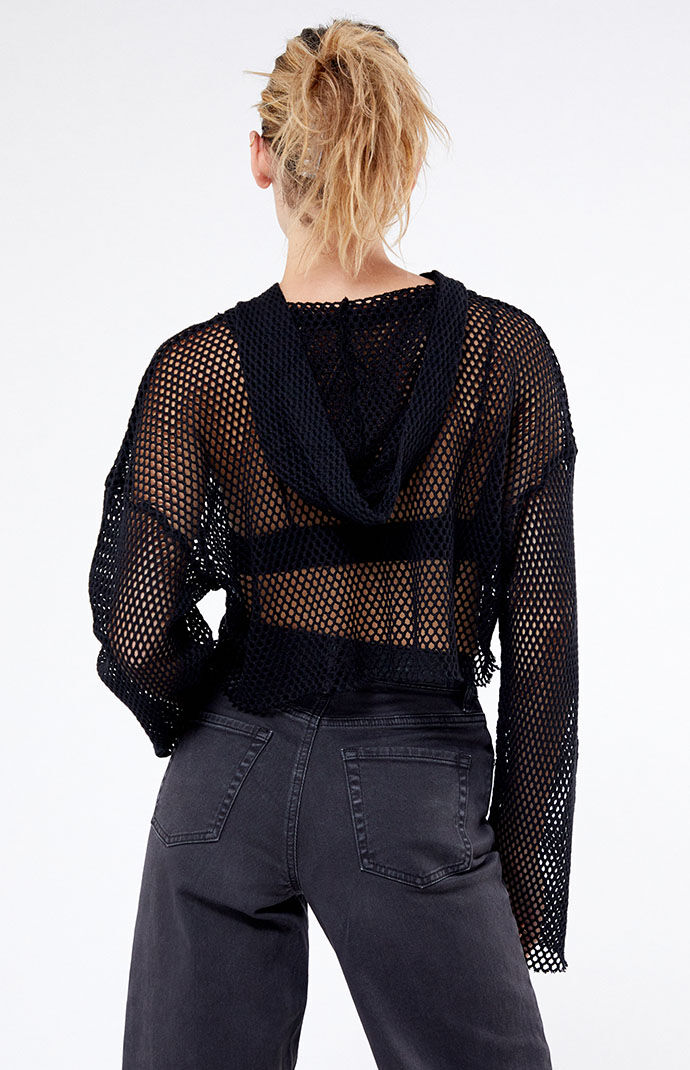 Cropped fishnet hoodie new arrivals