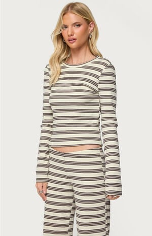 Avalie Striped Ribbed Long Sleeve T-Shirt image number 2