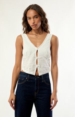 Eyelet Forever Woven Tank Top image number 2