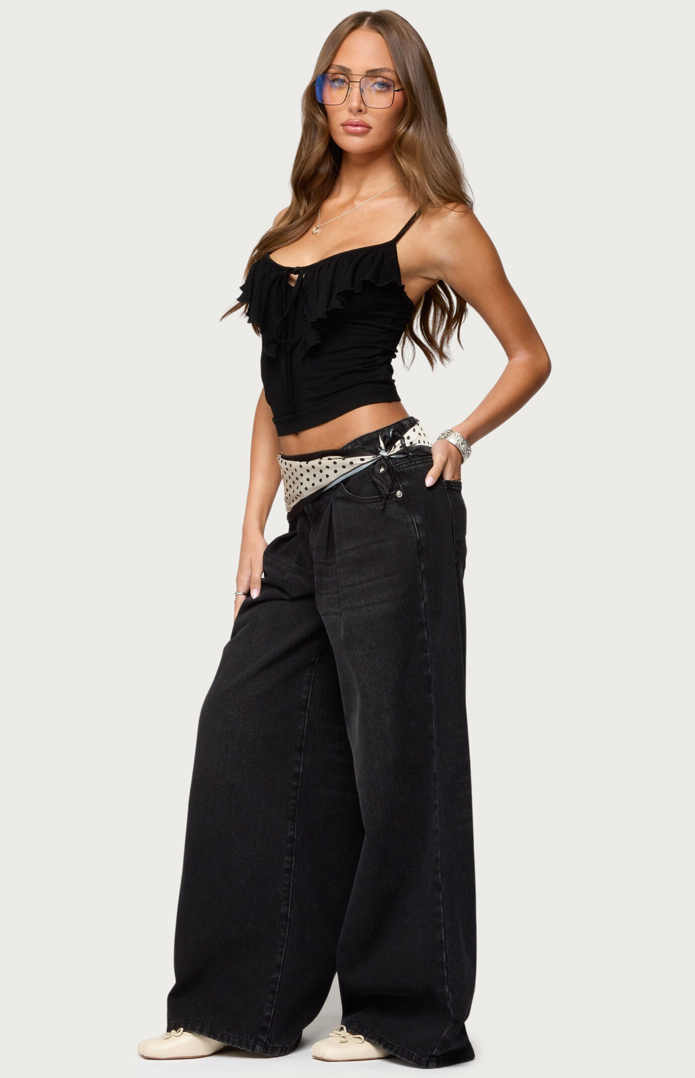 Edikted Jezebel Ruffle Tank Top