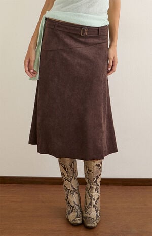 Suzu Faux Leather Midi Skirt image number 2