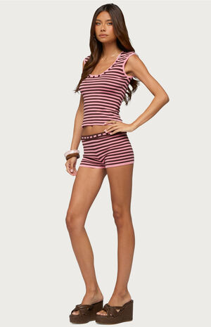 Shelba Button Striped Knit Top image number 4