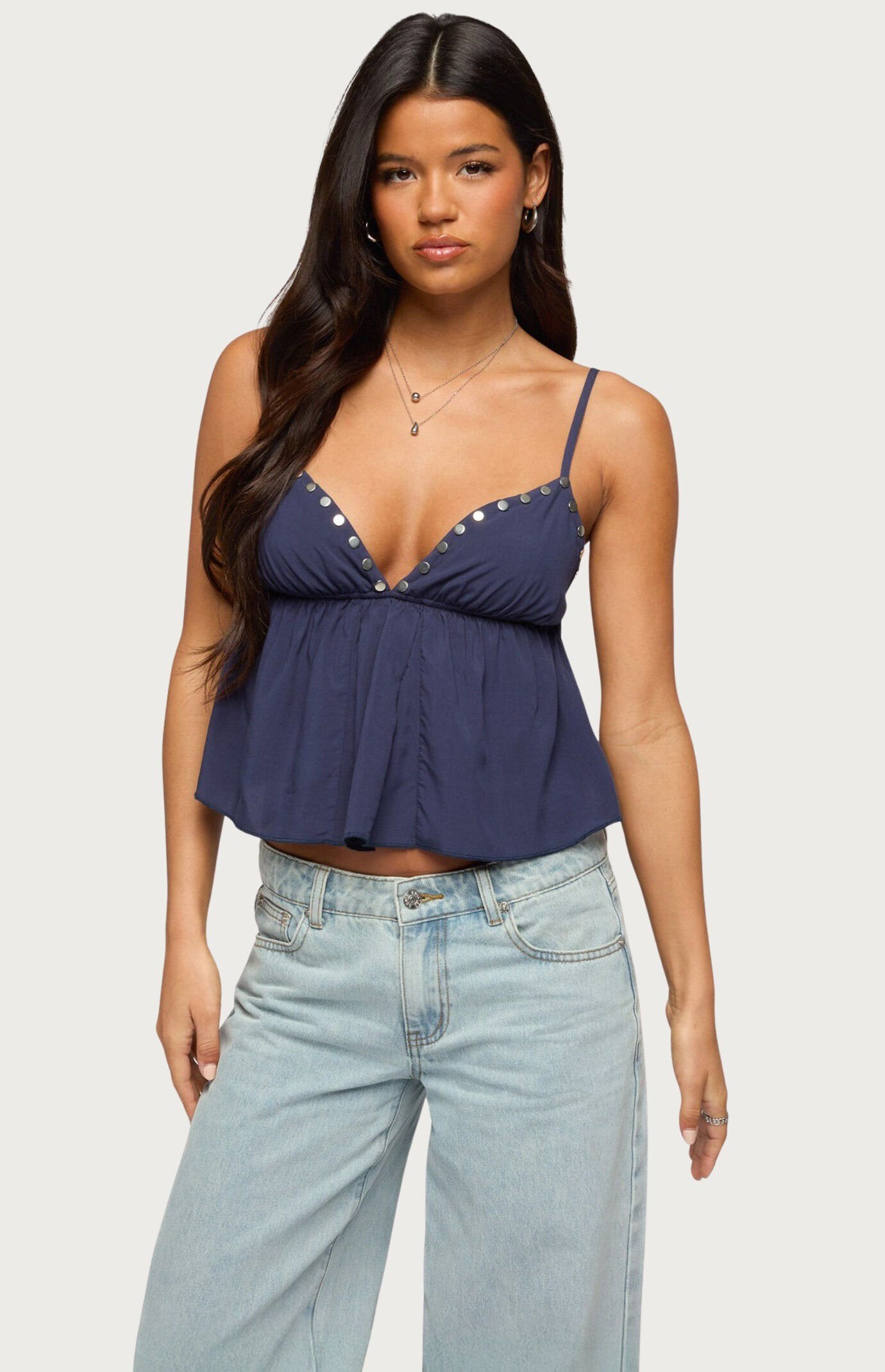 Edikted Alina Studded Babydoll Tank Top