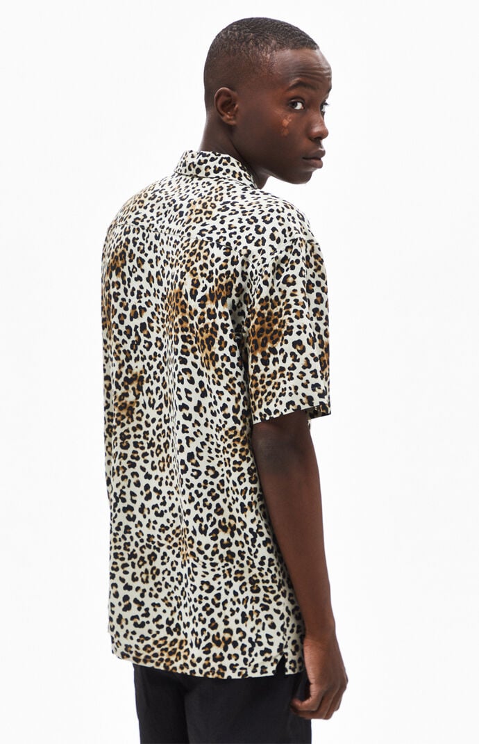 Leopard Short Sleeve Button Up Shirt