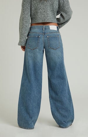 Medium Indigo Low Rise Baggy Jeans image number 4