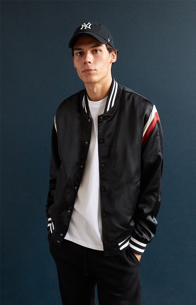 Black satin sale baseball jacket