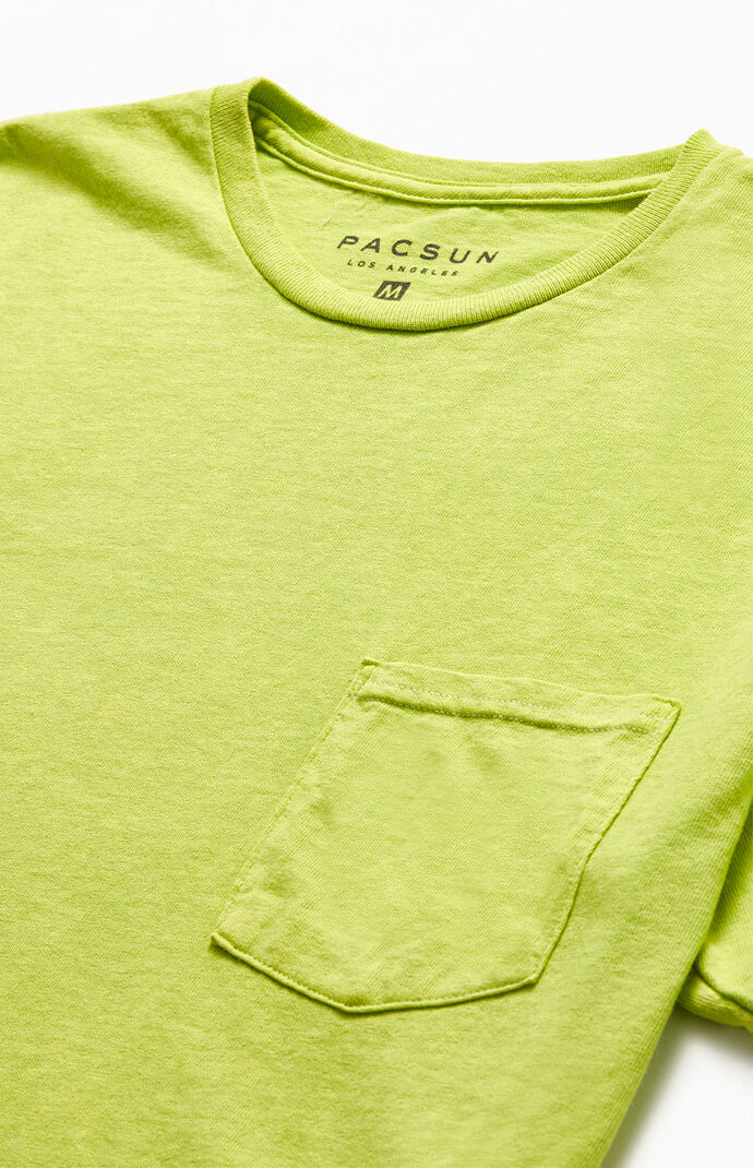 Neon Green Acid Wash Pocket T-Shirt