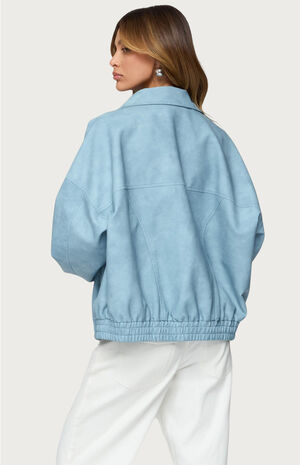 Oversized Washed Faux Leather Jacket image number 3