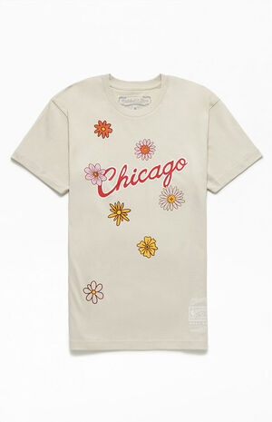 NBA Floral Graphic Chicago Bulls Oversized T-Shirt D01_372