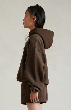 Essentials Heather Wood Nylon Fleece Hoodie image number 3