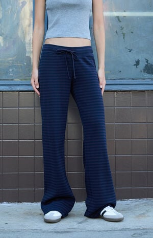 Blue Hilary Striped Yoga Baggy Sweatpants image number 2