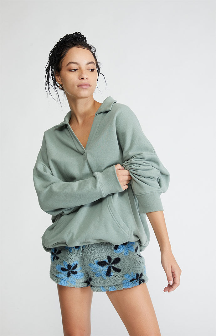 PacSun Oversized Henley Polo Sweatshirt 