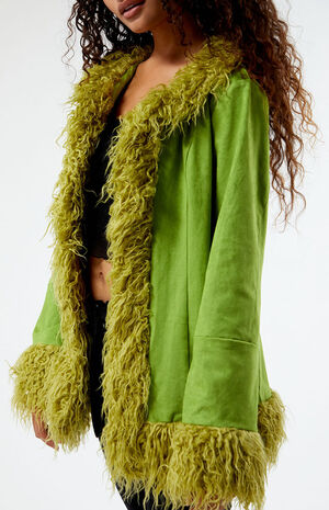 Faux Suede Fur Trim Jacket image number 3