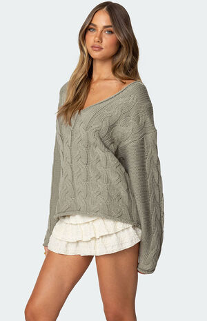 Inga Oversized Cable Knit Sweater image number 3