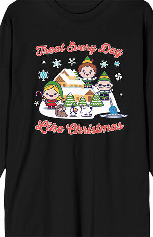Elf Treat Everyday Like Christmas Long Sleeve T-Shirt image number 2