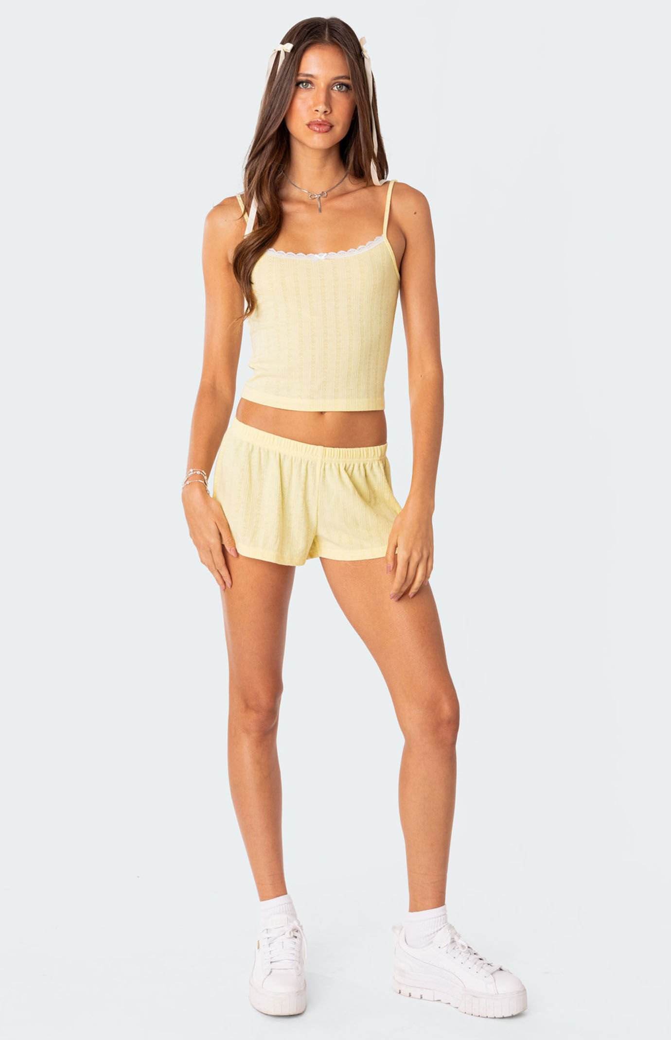 Edikted Irene Low Rise Pointelle Micro Shorts