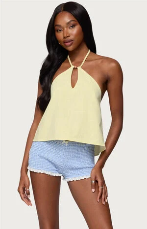 Oliviana Linen Look Halter Top image number 1
