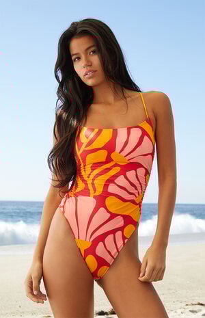 Floral Shirred One Piece Swimsuit image number 1