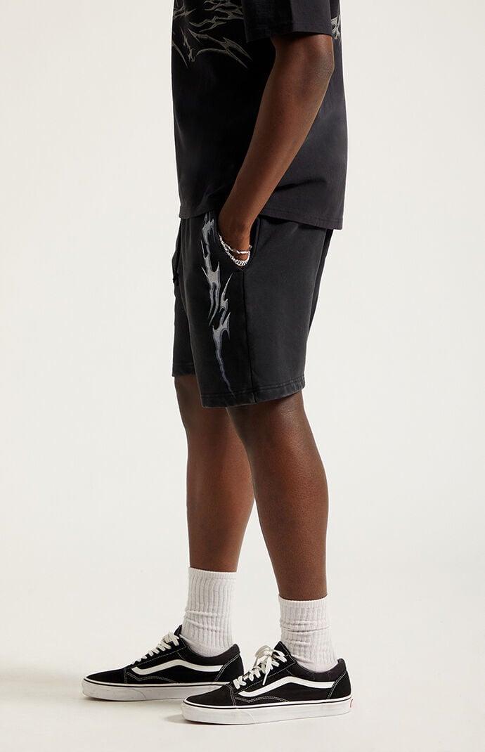 Pacsun Black Graphic Fleece Volley Sweat Shorts | Pacsun